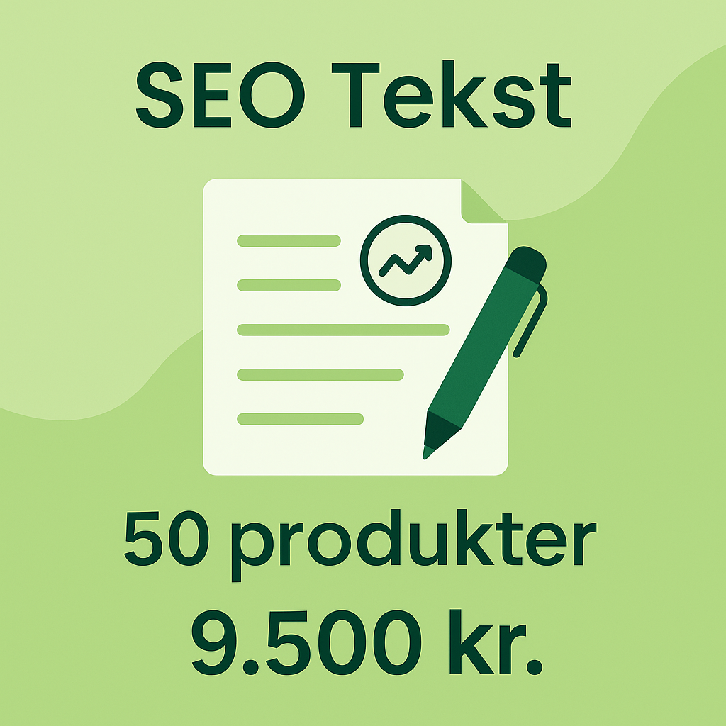 Illustration af flere dokumenter og forstørrelsesglas ved laptop, der symboliserer SEO tekstpakke til Shopify webshop – optimering af 50 produktbeskrivelser for 9.500 kr.